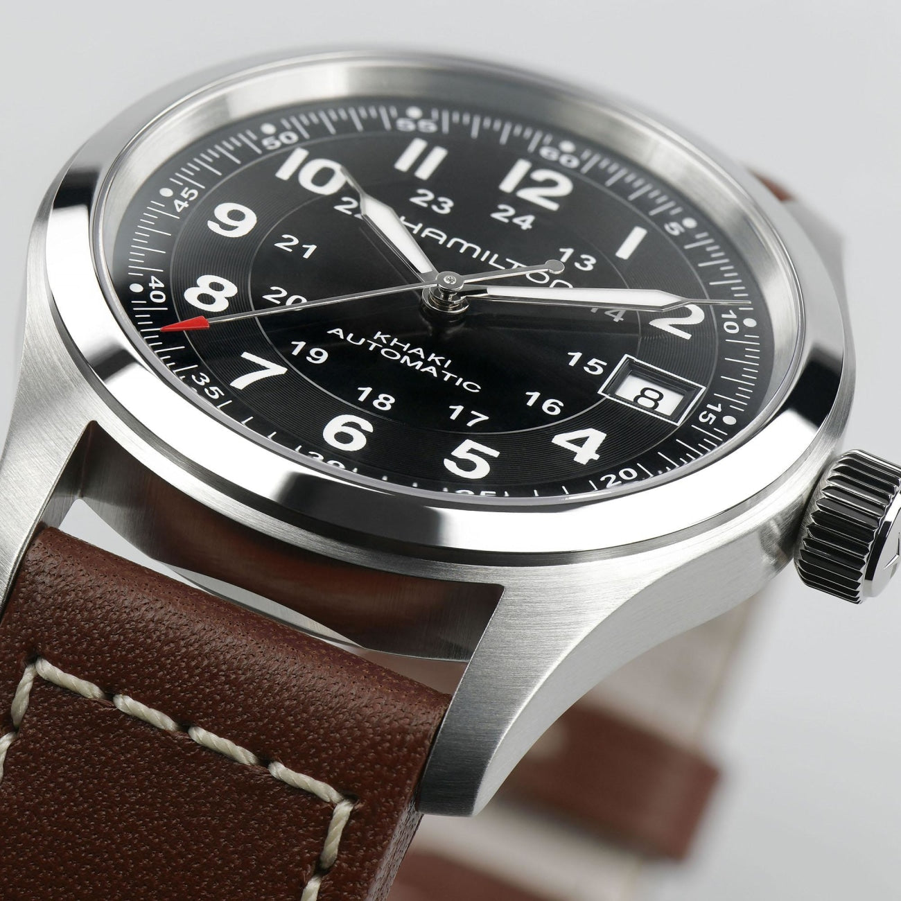 hamilton khaki field automatic black dial men's watch h70555533