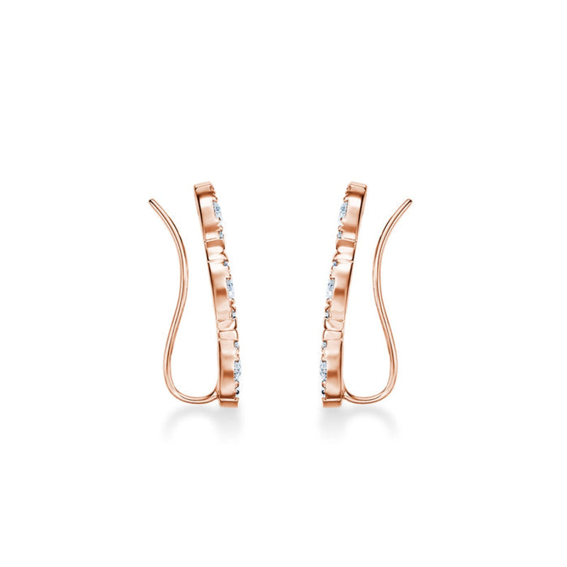 Hearts On Fire Jewelry - Aerial 18K Rose Gold Marquise Diamond Climbers Earrings | Manfredi Jewels