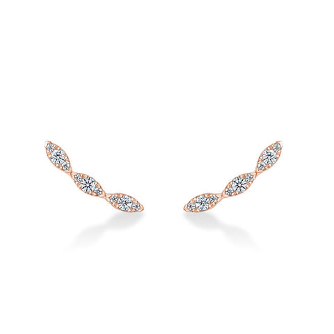 Aerial 18K Rose Gold Marquise Diamond Climbers Earrings