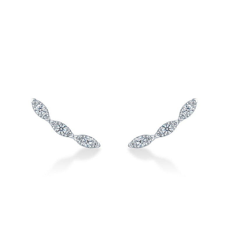 Hearts On Fire Jewelry - Aerial 18K White Gold Marquise Diamond Climbers Earrings | Manfredi Jewels