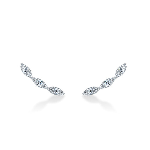 Aerial 18K White Gold Marquise Diamond Climbers Earrings