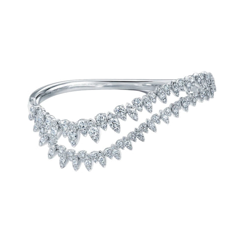 Aerial Twisted Dewdrop 18K White Gold Bangle