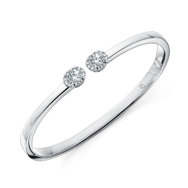 Hearts On Fire Jewelry - Elipse 18K White Gold Diamond Open Bangle Bracelet | Manfredi Jewels