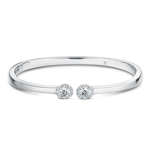 Hearts On Fire Jewelry - Elipse 18K White Gold Diamond Open Bangle Bracelet | Manfredi Jewels