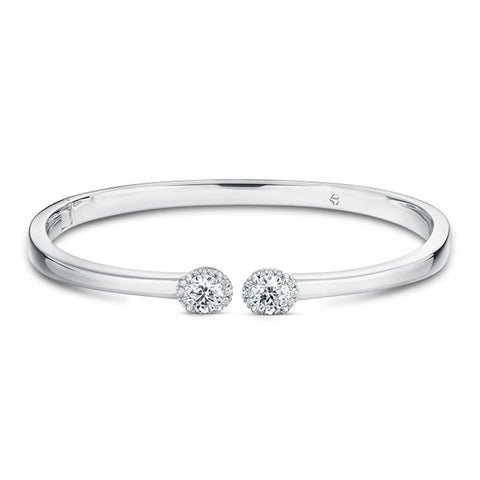 Elipse 18K White Gold Diamond Open Bangle Bracelet