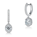 Hearts On Fire Jewelry - Ellipse 18K White Gold 1.15 ct Diamond Leverback Earrings | Manfredi Jewels