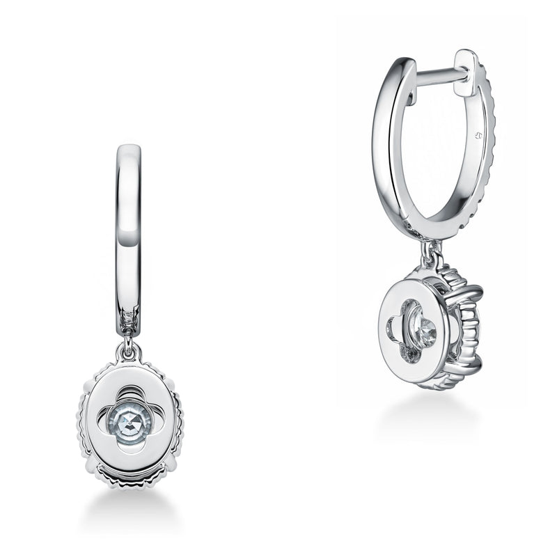 Hearts On Fire Jewelry - Ellipse 18K White Gold 1.65 ct Diamond Leverback Earrings | Manfredi Jewels