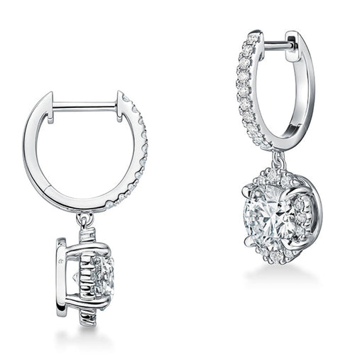 Hearts On Fire Jewelry - Ellipse 18K White Gold 1.65 ct Diamond Leverback Earrings | Manfredi Jewels