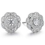 Hearts On Fire Jewelry - Lorelai 18K White Gold Double Halo Diamond Stud Earrings | Manfredi Jewels
