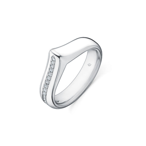 LU 18K White Gold Diamond Band Ring