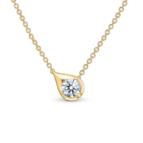 LU Droplet 18K Yellow Gold Diamond Pendant Necklace