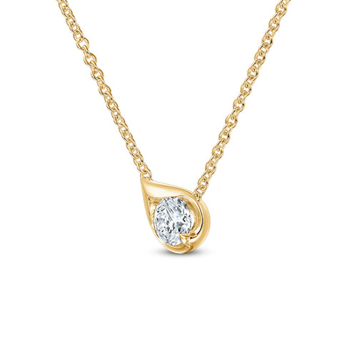 Hearts On Fire Jewelry - LU Droplet 18K Yellow Gold Diamond Pendant Necklace | Manfredi Jewels