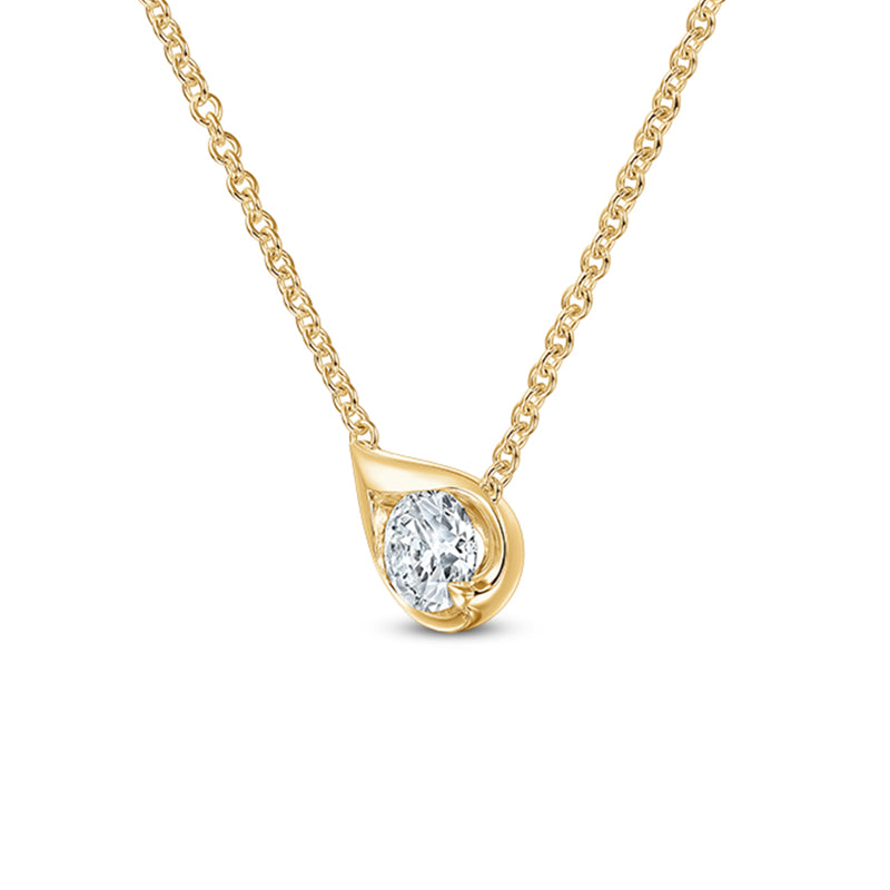 Hearts On Fire Jewelry - LU Droplet 18K Yellow Gold Diamond Pendant Necklace | Manfredi Jewels