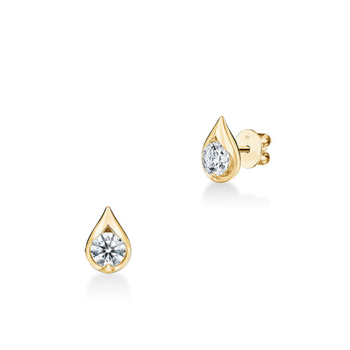 Hearts On Fire Jewelry - LU Droplet 18K Yellow Gold Diamond Stud Earrings | Manfredi Jewels