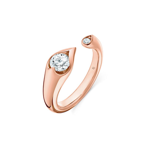 LU Open 18K Rose Gold Droplet Diamond Ring