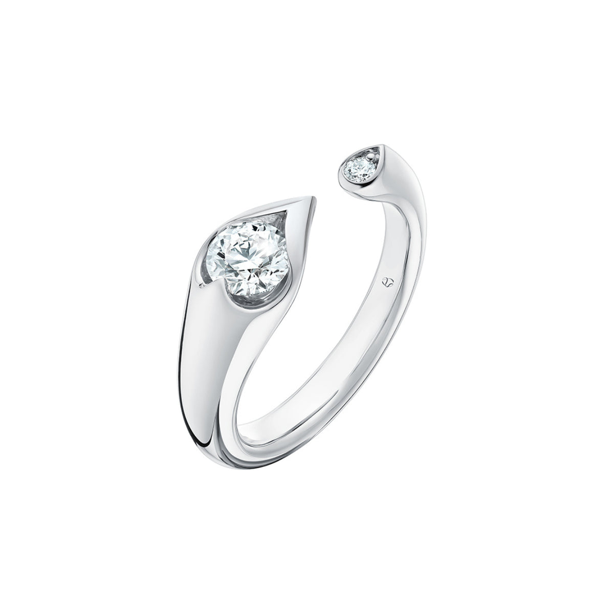 Hearts On Fire Jewelry - LU Open 18K White Gold Droplet Diamond Ring | Manfredi Jewels