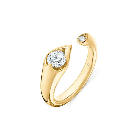 LU Open 18K Yellow Gold Droplet Diamond Ring