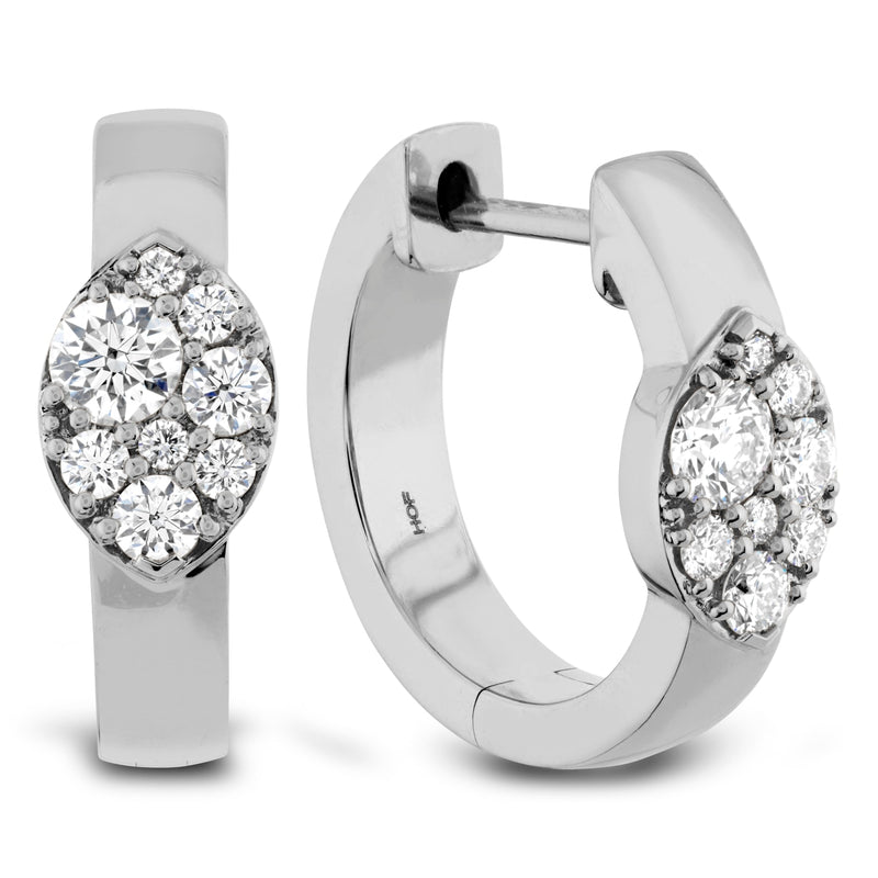 Hearts On Fire Jewelry - Tessa 18K White Gold Navette Huggies Earrings | Manfredi Jewels
