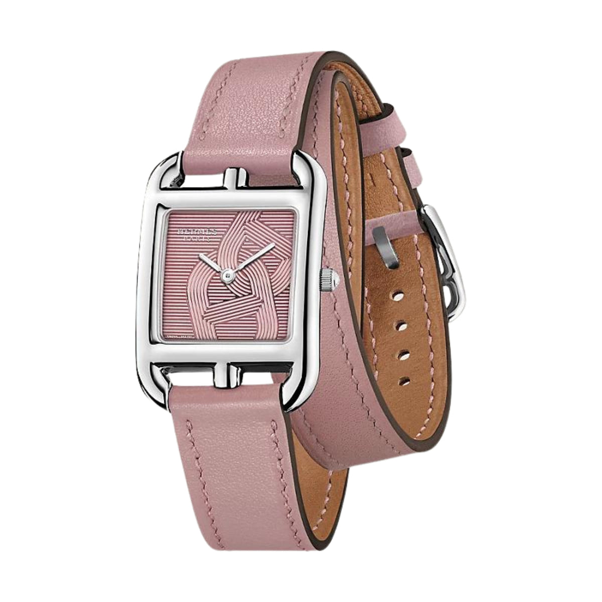 Hermès New Watches - CAPE COD - ANCHOR CHAIN PINK DOUBLE TOUR SMALL MODEL | Manfredi Jewels