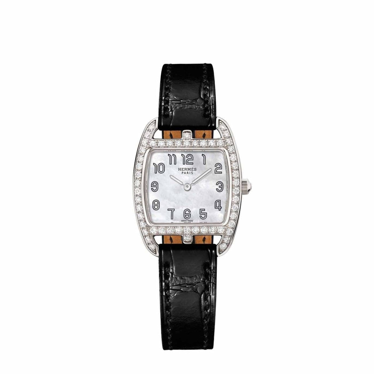 Hermès Watches - CAPE COD - MOTHER OF PEARL TONNEAU DIAMOND SET SMALL WATCH | Manfredi Jewels