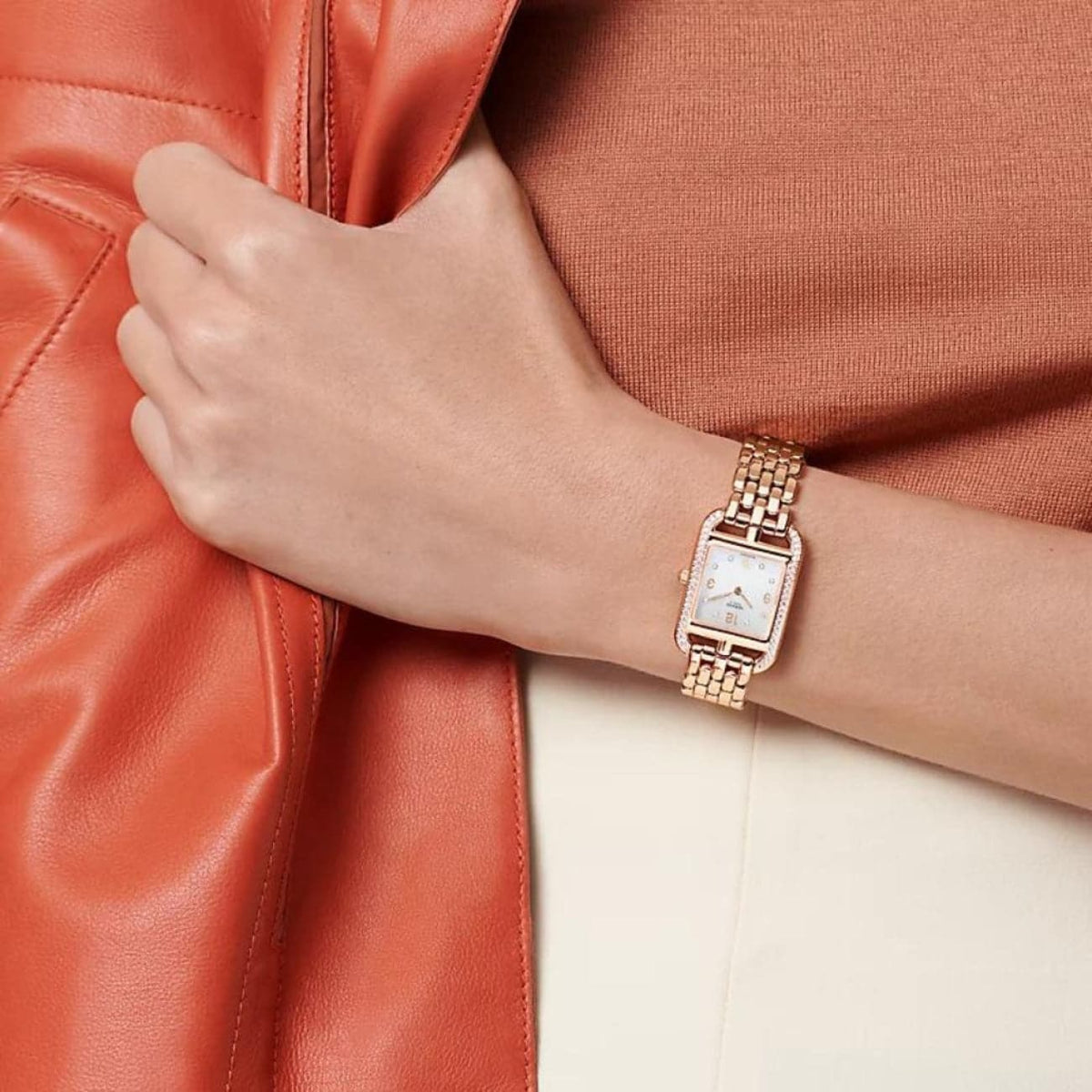 Hermès New Watches - CAPE COD - MOTHER OF PEARL DIAMOND SET SMALL MODEL | Manfredi Jewels
