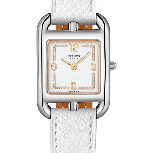 Hermès Watches - CAPE COD WHITE LACQUERED DIAMOND SET MEDIUM WATCH | Manfredi Jewels