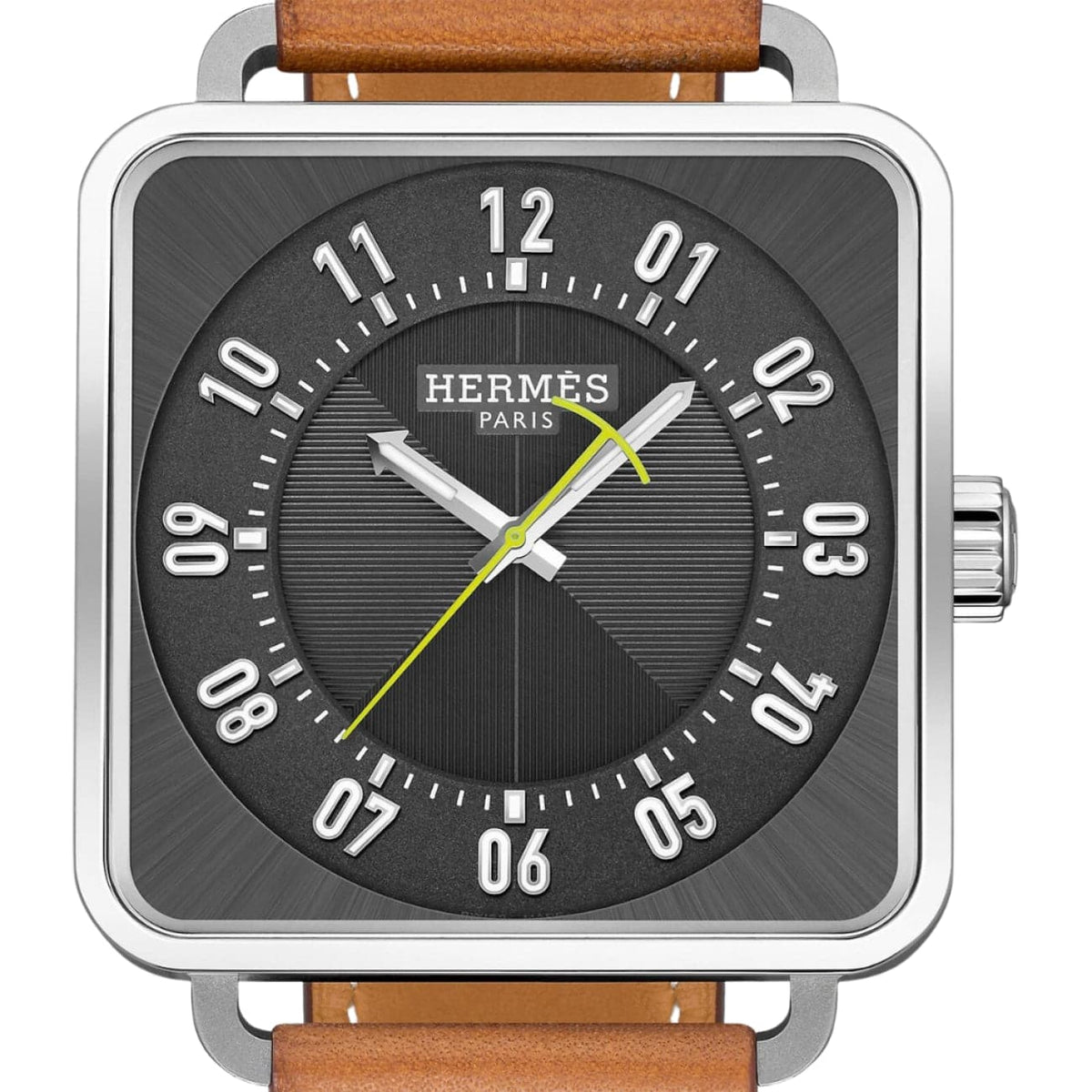 Hermès Watches - CARRÈ H - GRAINED SUNBURST DARK GREY EXTRA LARGE WATCH | Manfredi Jewels