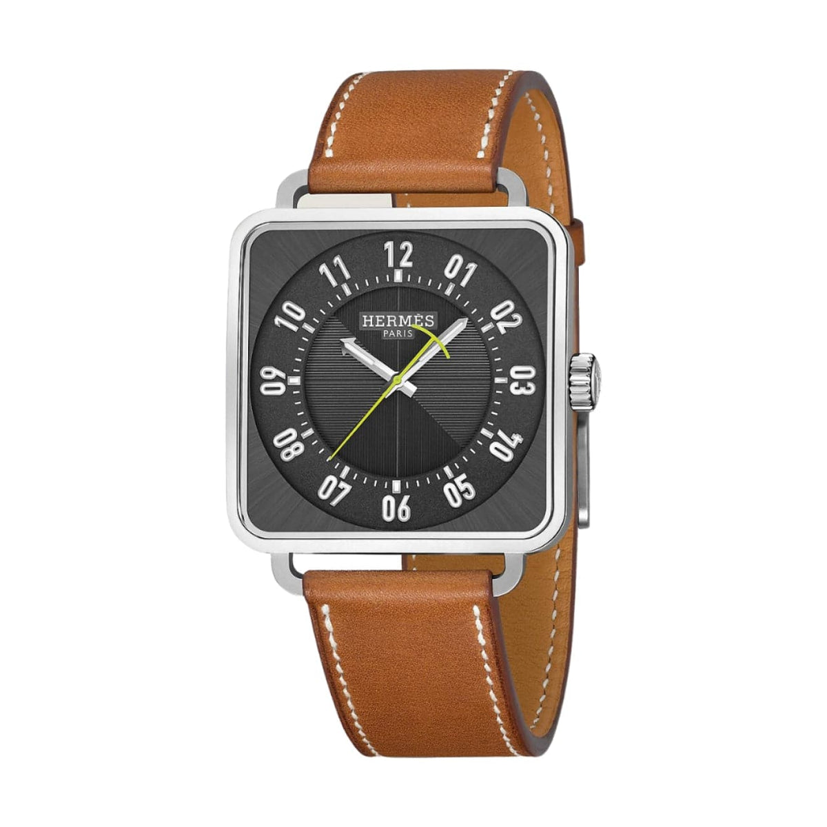 Hermès Watches - CARRÈ H - GRAINED SUNBURST DARK GREY EXTRA LARGE WATCH | Manfredi Jewels