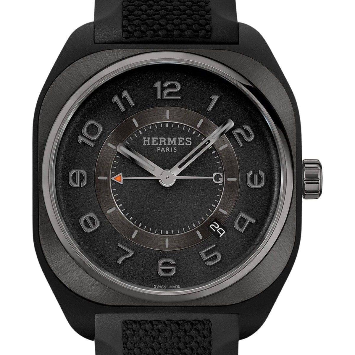 Hermès New Watches - H08 - GRAPHENE SUNBURST GRAINED EXTRA LARGE WATCH | Manfredi Jewels
