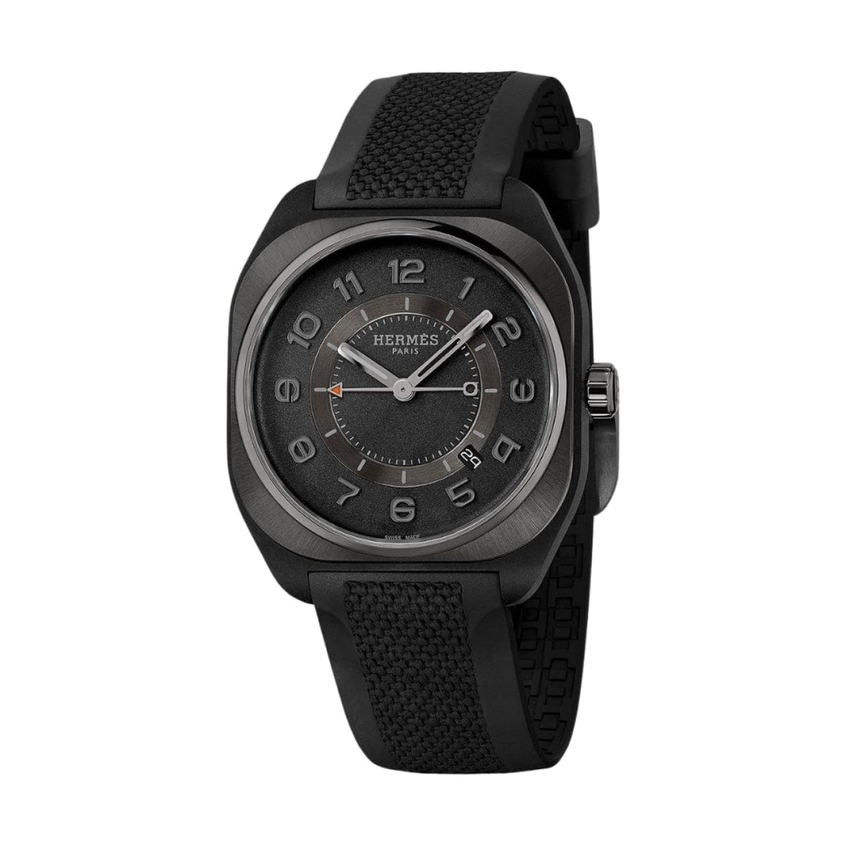 Hermès New Watches - H08 - GRAPHENE SUNBURST GRAINED EXTRA LARGE WATCH | Manfredi Jewels