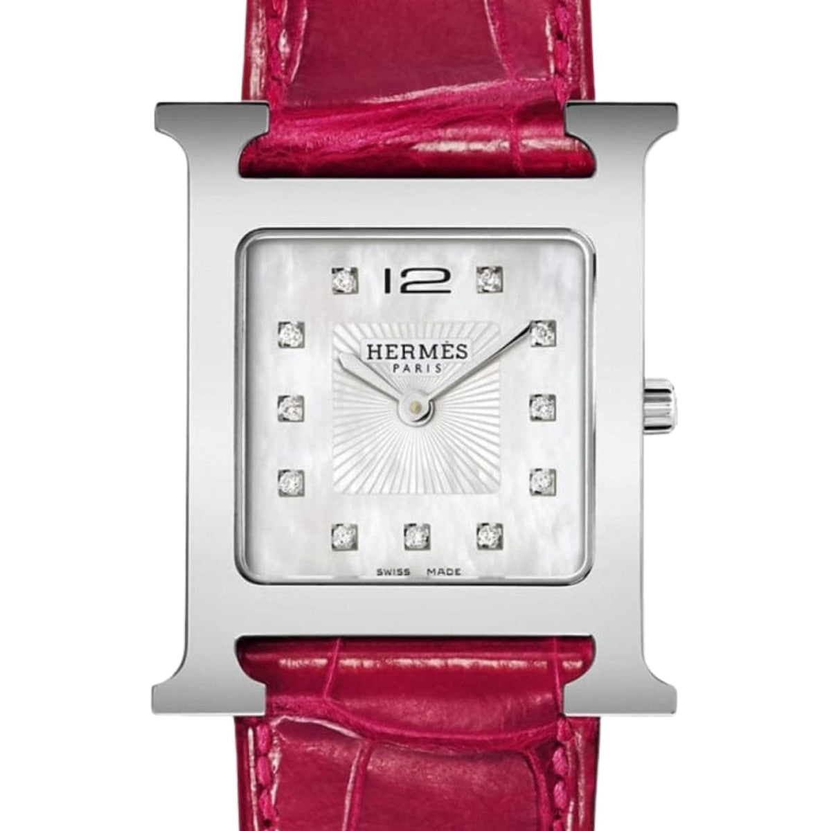 Hermès Watches - HEURE H - MOTHER OF PEARL DIAMOND SET MEDIUM WATCH | Manfredi Jewels
