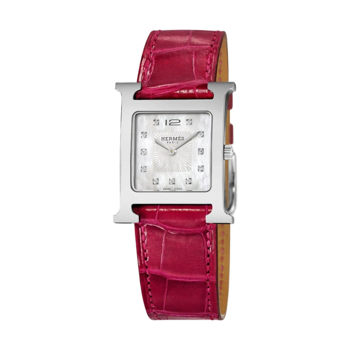 Hermès Watches - HEURE H - MOTHER OF PEARL DIAMOND SET MEDIUM WATCH | Manfredi Jewels
