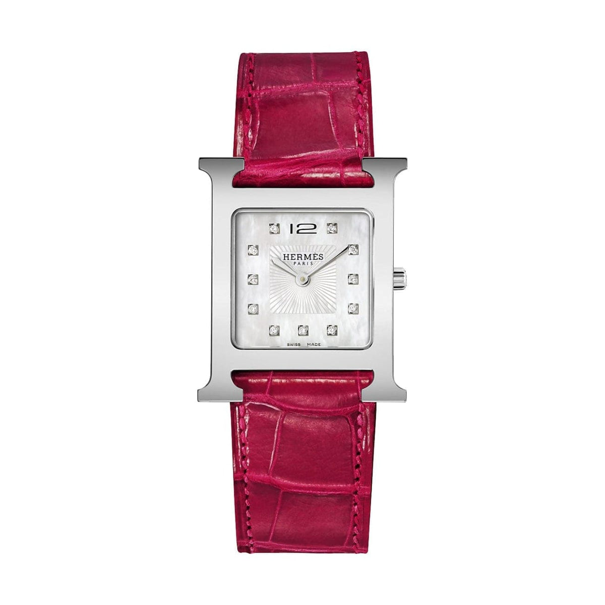 Hermès Watches - HEURE H - MOTHER OF PEARL DIAMOND SET MEDIUM WATCH | Manfredi Jewels