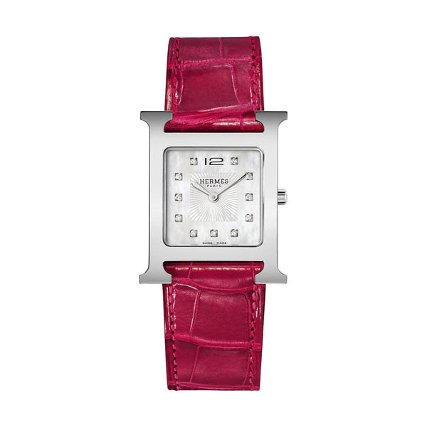 Hermès Watches - HEURE H - MOTHER OF PEARL DIAMOND SET MEDIUM WATCH | Manfredi Jewels