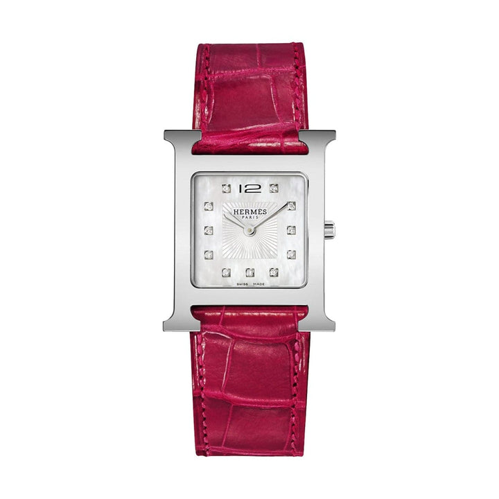 Hermès Watches - HEURE H - MOTHER OF PEARL DIAMOND SET MEDIUM WATCH | Manfredi Jewels