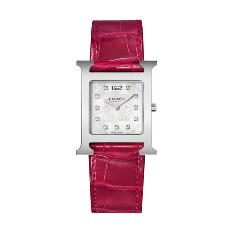 HEURE H - MOTHER OF PEARL DIAMOND SET MEDIUM WATCH