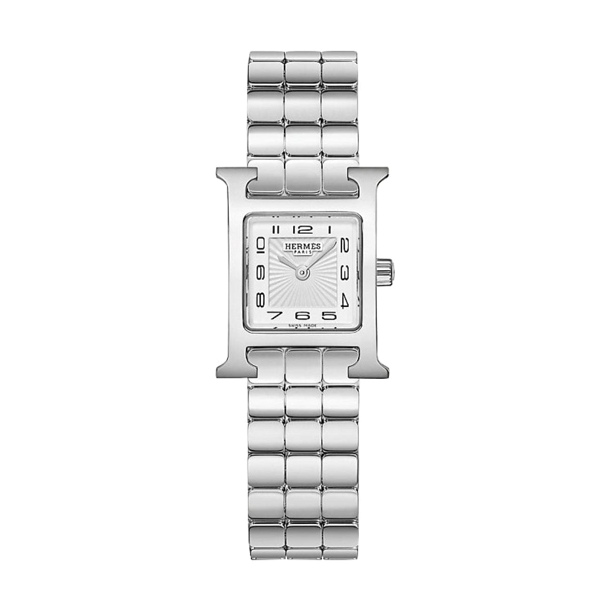 Hermès New Watches - HEURE H - SUNBURST WHITE MINI WATCH | Manfredi Jewels