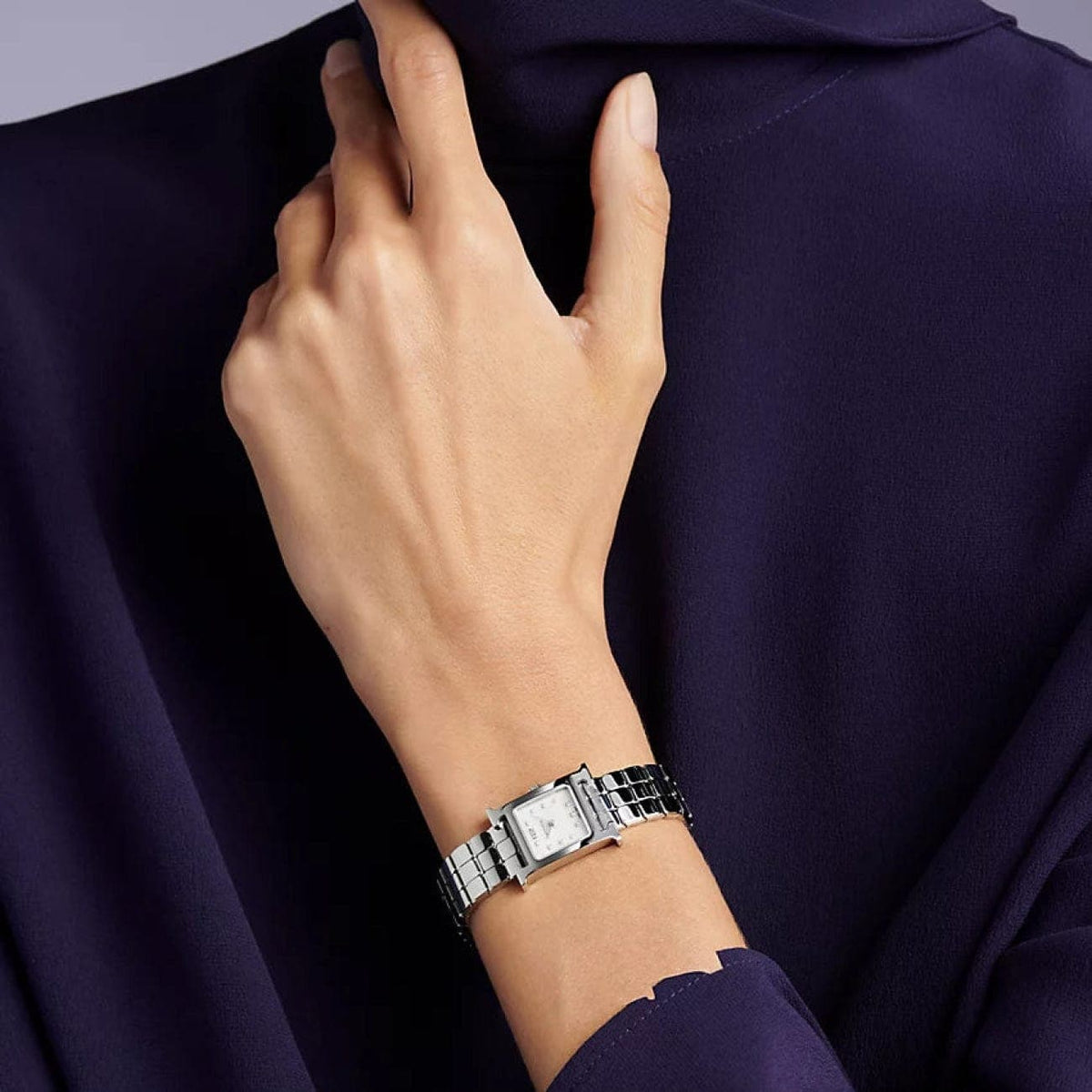 Hermès New Watches - HEURE H - SUNBURST WHITE MINI WATCH | Manfredi Jewels