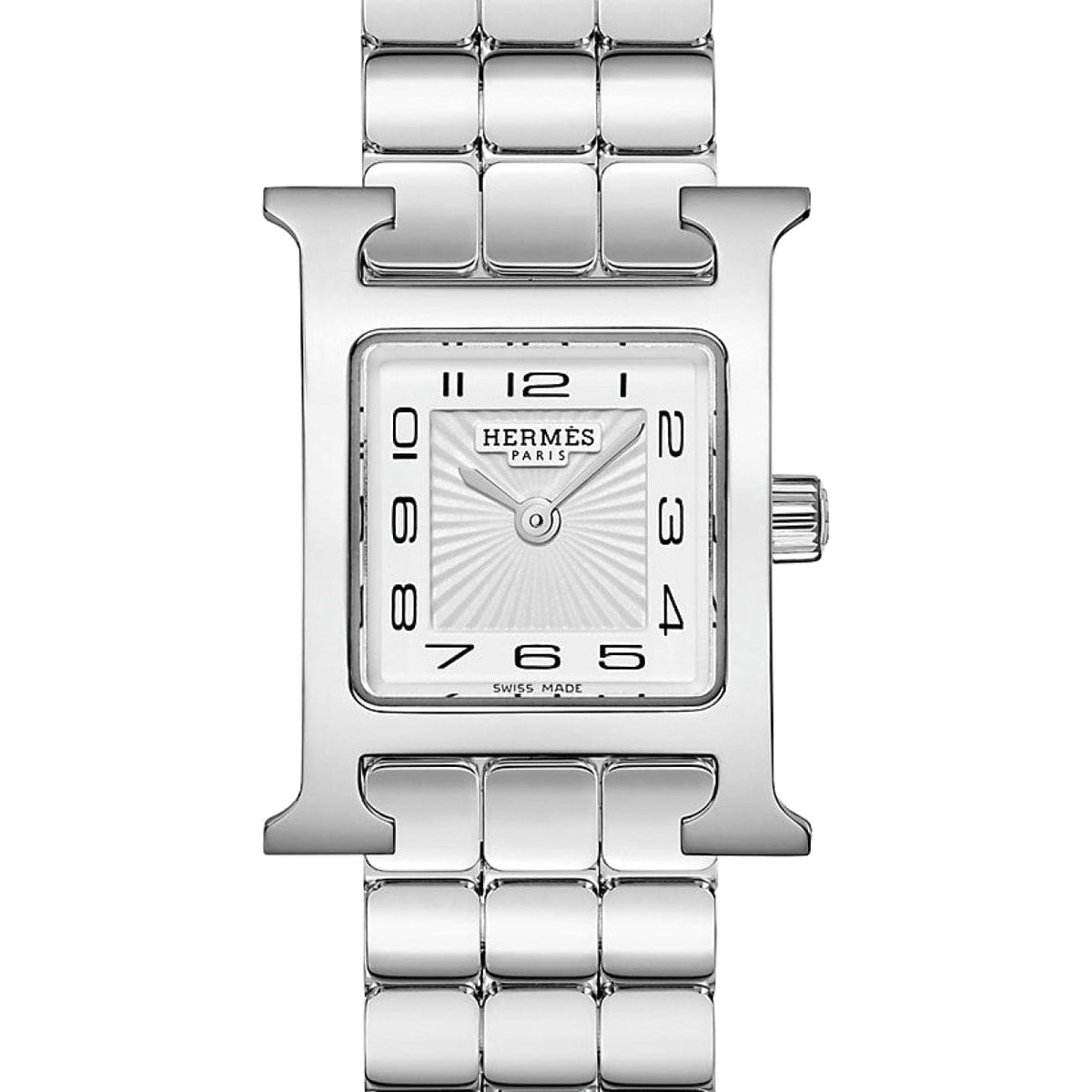 Hermès New Watches - HEURE H - SUNBURST WHITE MINI WATCH | Manfredi Jewels