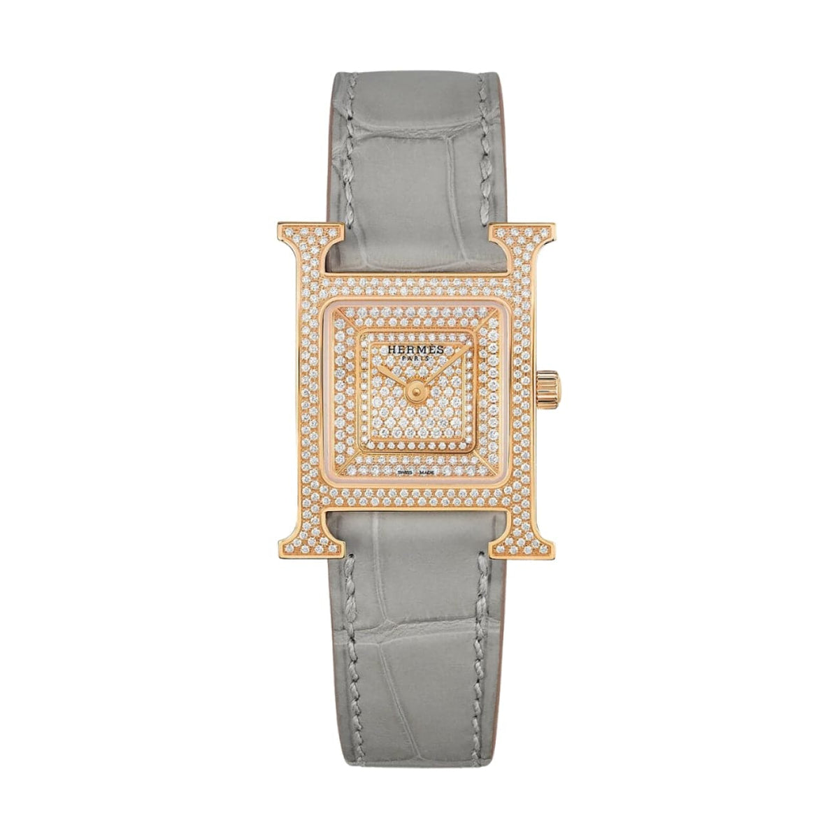 Hermès Watches - HEURE H - PAVÉ DIAMOND SET SMALL WATCH | Manfredi Jewels