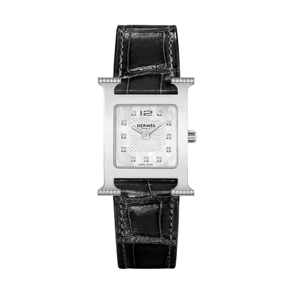 Hermès Watches - HEURE H - MOTHER OF PEARL DIAMOND SET SMALL WATCH | Manfredi Jewels