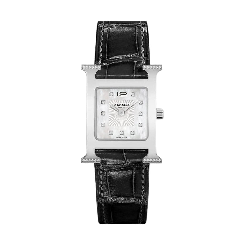 Hermès Watches - HEURE H - MOTHER OF PEARL DIAMOND SET SMALL WATCH | Manfredi Jewels