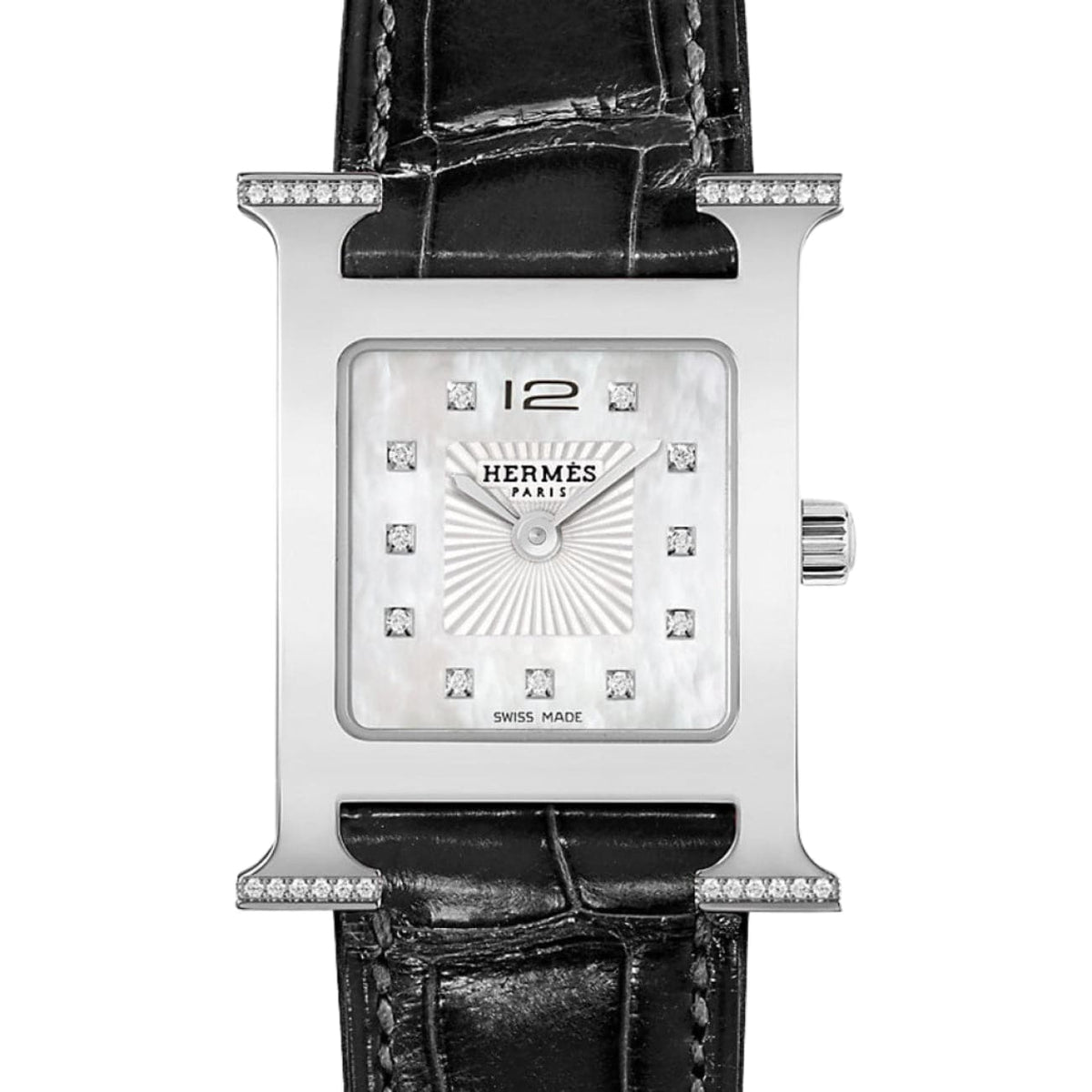 Hermès Watches - HEURE H - MOTHER OF PEARL DIAMOND SET SMALL WATCH | Manfredi Jewels