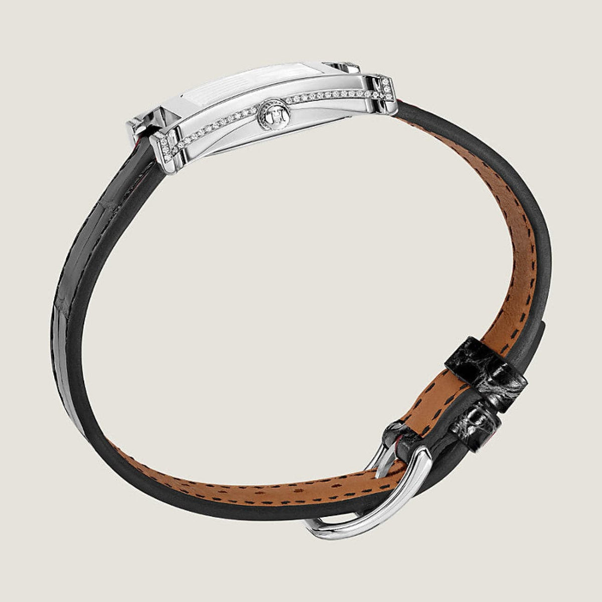 Hermès Watches - HEURE H - MOTHER OF PEARL DIAMOND SET SMALL WATCH | Manfredi Jewels
