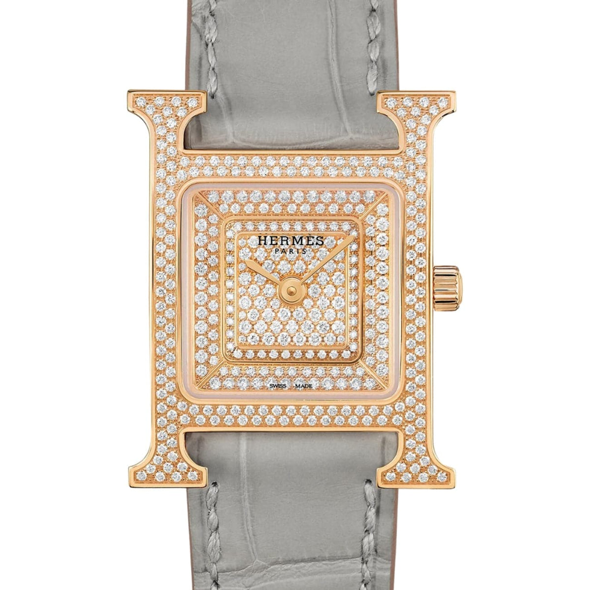 Hermès Watches - HEURE H - PAVÉ DIAMOND SET SMALL WATCH | Manfredi Jewels