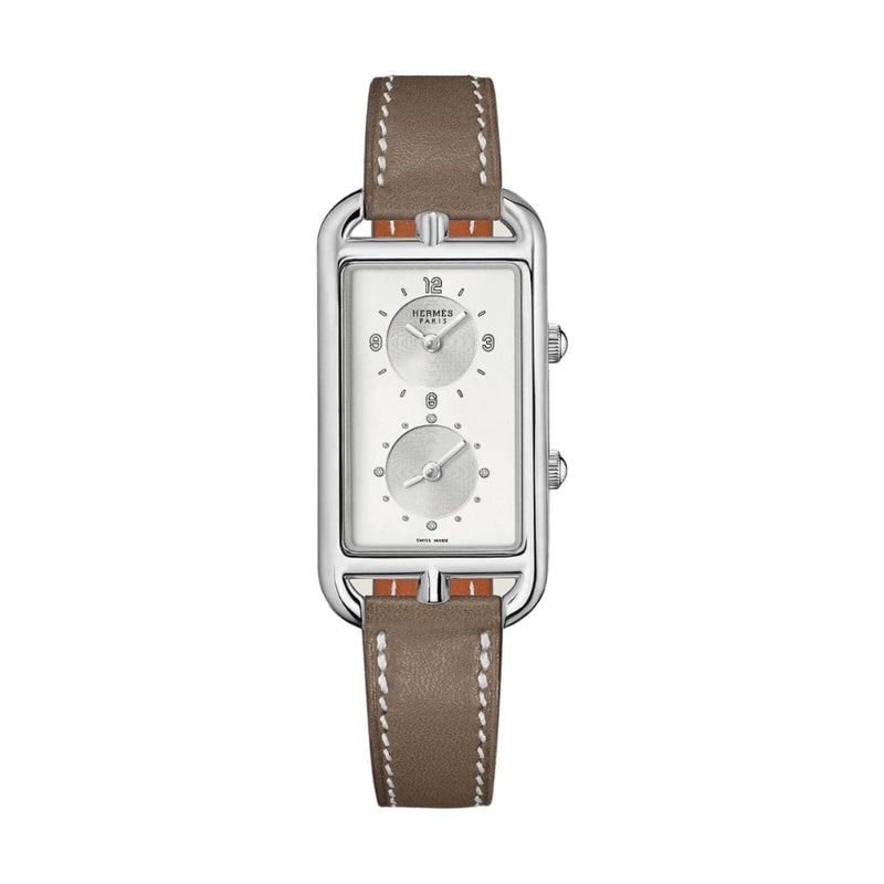 Hermès Watches - NANTUCKET - OPALINE DUAL TIME DIAMOND SET LARGE WATCH | Manfredi Jewels