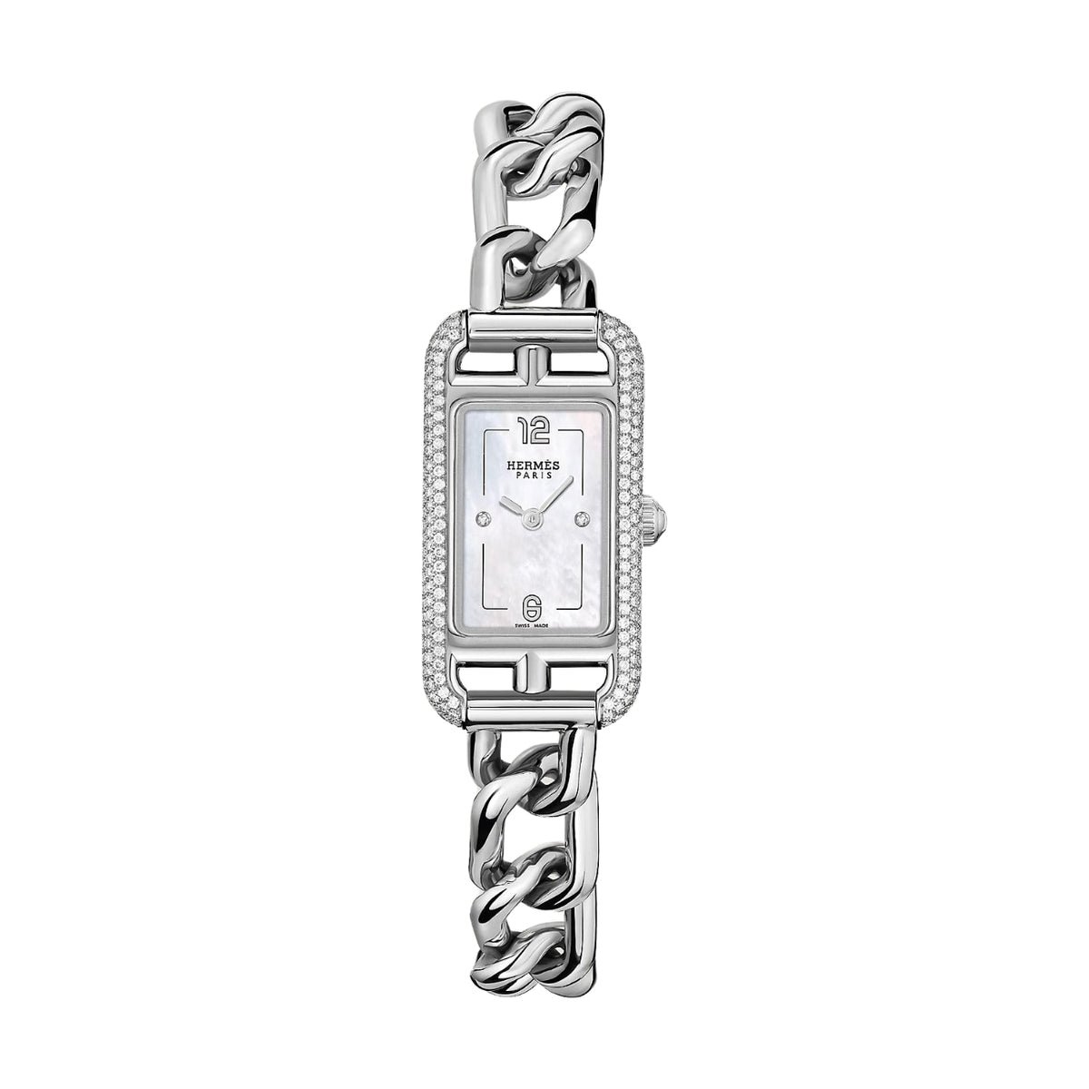 Hermès Watches - NANTUCKET - MOTHER OF PEARL DIAMOND SET SMALL WATCH | Manfredi Jewels