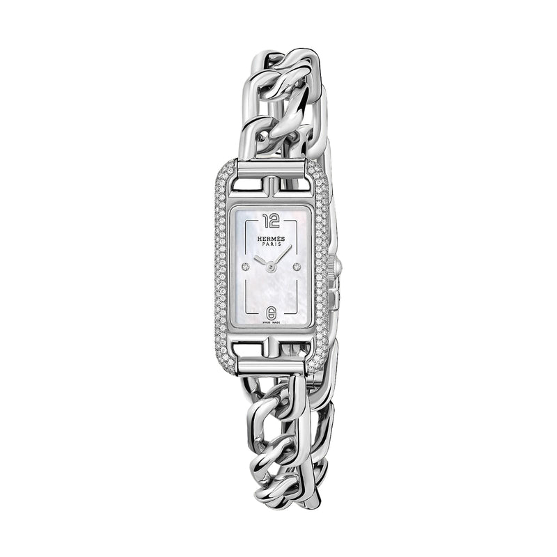 Hermès Watches - NANTUCKET MOTHER OF PEARL DIAMOND SET SMALL WATCH | Manfredi Jewels