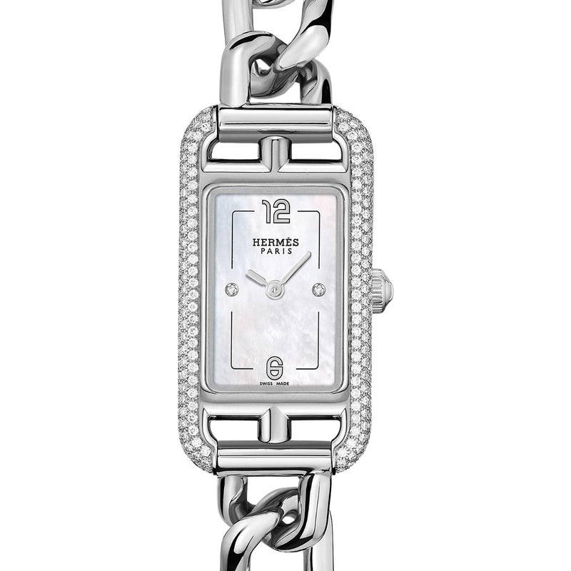 Hermès Watches - NANTUCKET MOTHER OF PEARL DIAMOND SET SMALL WATCH | Manfredi Jewels