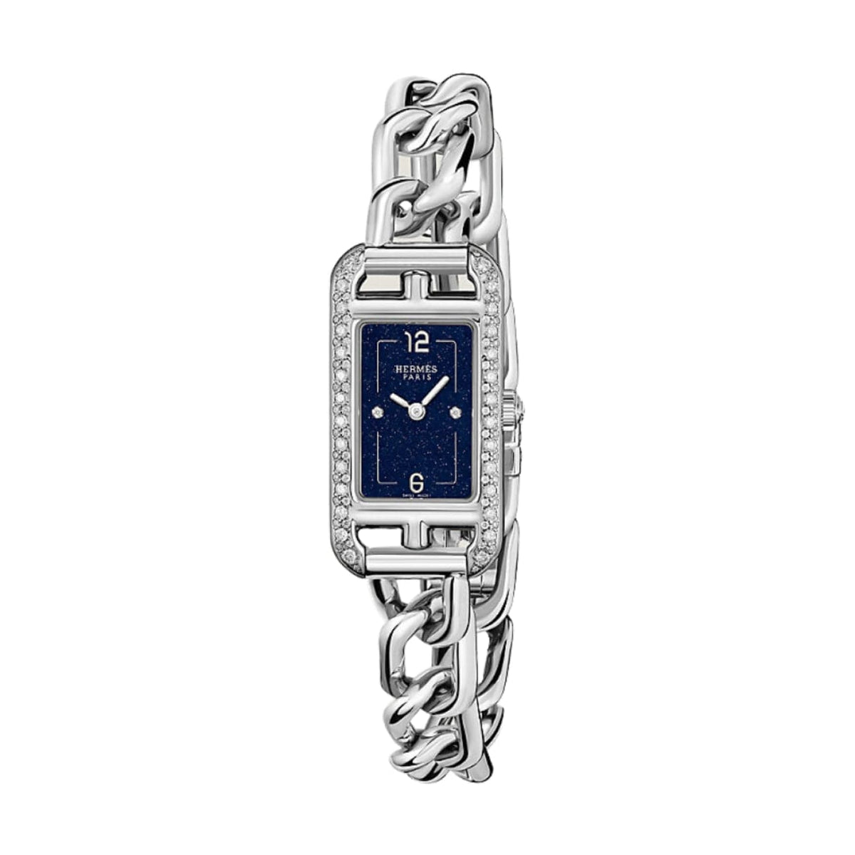 Hermès Watches - NANTUCKET - BLUE AVENTURINE DIAMOND SET SMALL WATCH | Manfredi Jewels